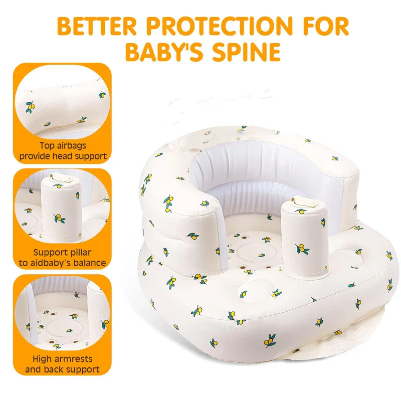Children Inflatable Sofa,Blow Up with Built in Air Pump,Inflatable Baby Sofa for Babies 3 Months & Up,Baby Seats for Infants
